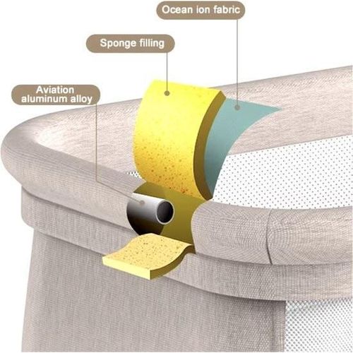 J&R Babybed - Elektrisches Babybett - Wiege - Babybett - Kinderbett - Bluetooth - Beweglich - Tragbar - Moskitonetz - Braun/Khaki