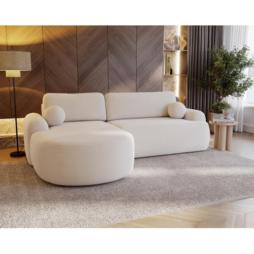 Ecksofa DION Boucle - ECRU L-LINKS Schlafsofa, Stauraum, Schnelle Lieferung