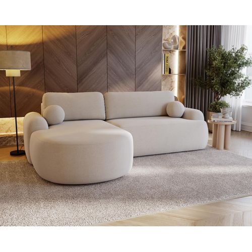 Ecksofa DION Boucle - BEIGE L-LINKS Schlafsofa, Stauraum, Schnelle Lieferung