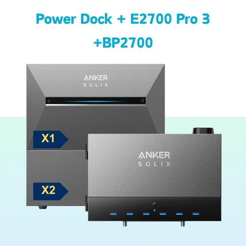Anker SOLIX Solarbank Power Dock mit Anker SOLIX Solarbank 3 E2700 Pro und BP2700x2