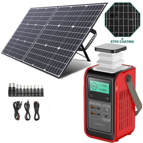 SWAREY S200 DC Powerbank Powerstation mit 100W Solarpanel,Solarspeicher 140W Solargenerator 192Wh Power Station LiFePO4 Akku Ladegeräte