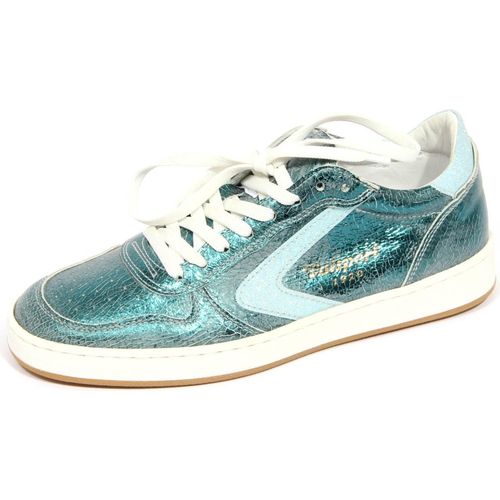 H0344 sneaker donna VALSPORT Frauen geknackt Leder lamé Schuh türkis