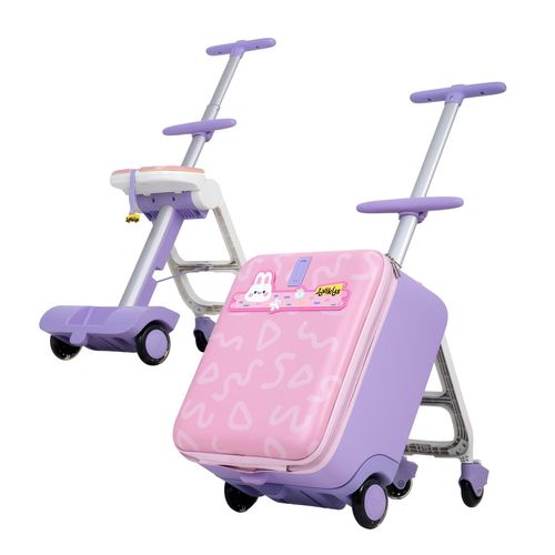 Jovikids Kinderkoffer Drei-in-eins Kinderkoffer, auf dem man reiten kann Kinderwagen 38L Hochbelastbarer Trolley für Kinder ab 3 Jahren (Rosa)