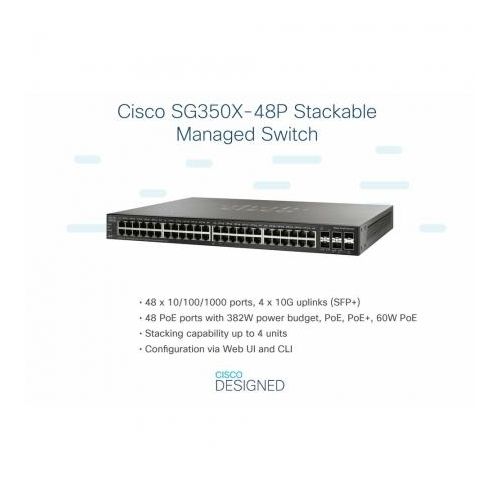 Cisco SG350X-48P PoE/GE/XG/MAN/48 | 16x UPoE, 32x PoE+, PoE-Budget 382W
