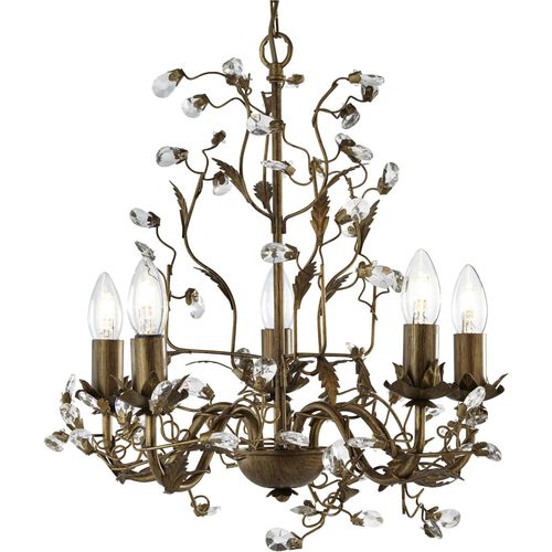 SEARCHLIGHT Kronleuchter "Hängeleuchte Almandite, 5-flammig", braun, gold, 5, Ø 50cm H: 48cm, 1 Stk., Leuchten, Barock-Ambiente, Kronleuchter