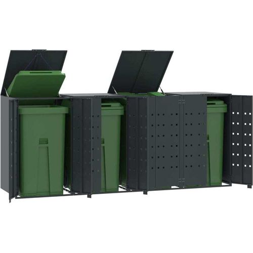 (NEU 2026) Mülltonnenbox für 4 Tonnen Anthrazit 276x79x117 cm - Stahl - Mülltonnenboxen - 91.3 kg