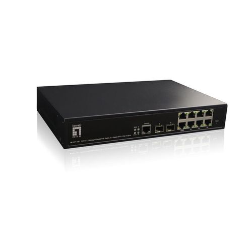 LevelOne Switch 10 Gigabit Ethernet-Ports mit 8 PoE Gigabit-Ports 180W 2 Gigabit SFP (GEP-1061)