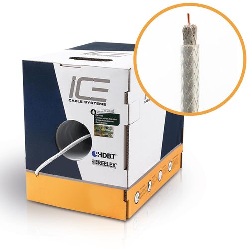 ICE Cable - Koax Kabel, weiß, RG-59, 0,81mm (AWG20), geschirmt, weiß, 152,50m Pulloutbox