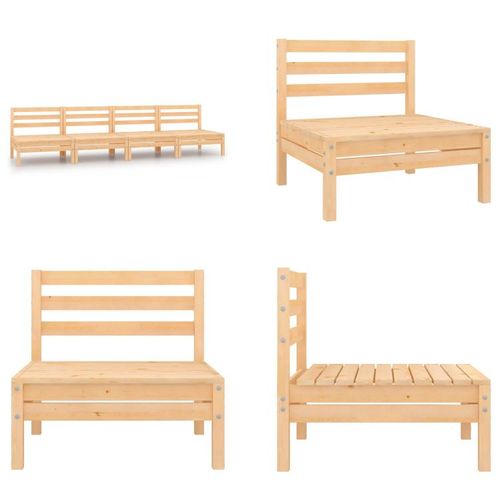 vidaXL Garten Mittelsofas 4 Stk. Massivholz Kiefer - Mittelsofa - Mittelsofas - Sofa-Mittelstück - Sofa-Mittelstücke