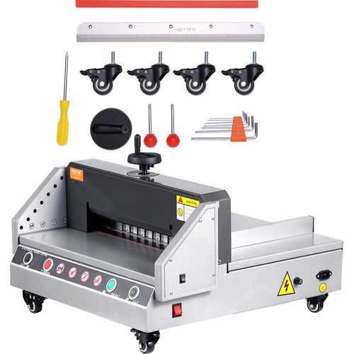 VEVOR elektrischer Papierschneider (330,2 mm Schnittbreite / 4 cm Schnittstärke), Desktop-Papierschneidemaschine mit Tastensteuerung, Papierschneider für Büro Schule Druckerei, Papier Schneiden