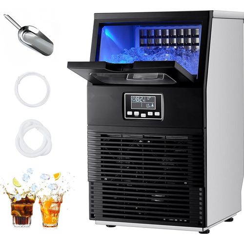 Eiswürfelmaschine Eiswürfelbereiter - Gewerblich - Eisproduktion 36 kg/24 h - Eisvorrat 5 kg - Edelstahl, LED-Display, Selbstreinigung - Freistehend & Tischgerät