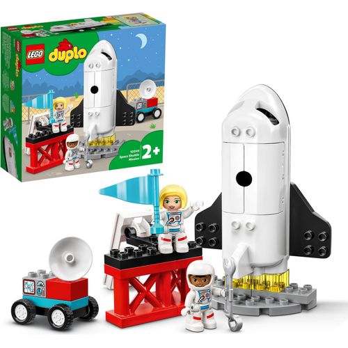 LEGO 10944 DUPLO Spaceshuttle Weltraummission, Spielzeug-Rakete mit Steine für Kleinkinder ab 2 Jahre, mit Astronauten-Figuren