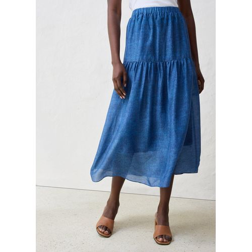 bonprix Maxirock mit Seidenanteil, blau, Gr.50, schicker Maxirock mit Seidenanteil, aus Seide