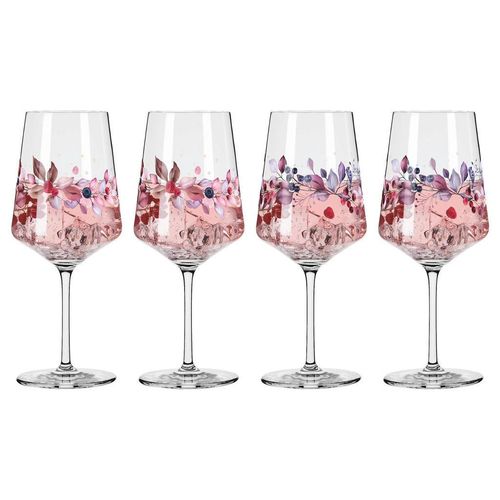 Ritzenhoff Spritzerglas , Rosa, Weiss, Altrosa, Flieder , Glas , 4-teilig , 544 ml , 9.3x22.5x9.3 cm , Fsc, Made in Germany , Gläser, Weingläser, Weissweingläser