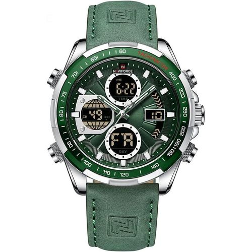 Herren Digital-Analog Quarzuhr mit Lederarmband – Militär-Stil, wasserdicht, Multifunktion, LED, Datum & Chronograph – sportlich & elegant