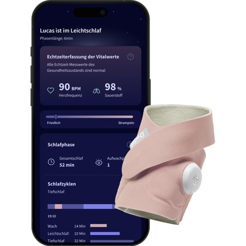 Owlet Dream Sock Pulsoximeter für Babys Herzfrequenz, Sauerstoffsättigung Rosa