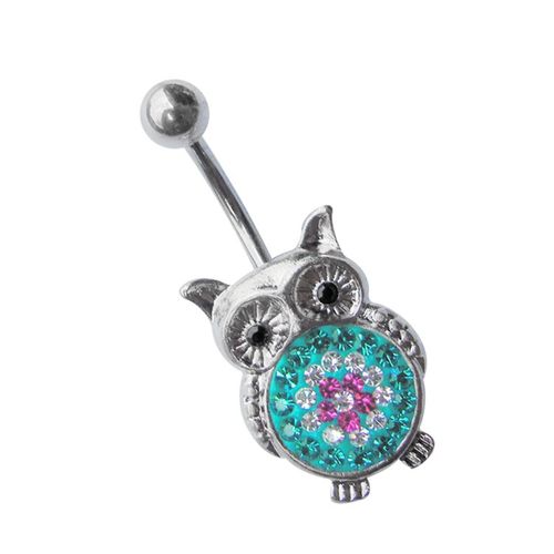 Bauchnabelpiercing ADELIA´S "Piercing Piercing Bauchnabelpiercing", Damen, Gr. onesize, bunt, Titan, Piercings, Titan Piercing Schmuck Banane, Eule mit vielen Steinen