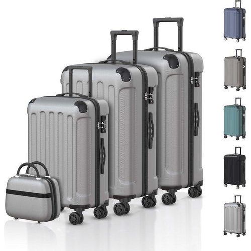 Voyagoux® 4-teiliges Kofferset - ABS Kofferset - L / M / S / XS - Koffer - Grau