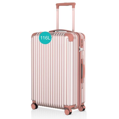 Voyagoux® - Reisekoffer Groß - 116L - Koffer - Reisekoffer mit Rollen - Roségold - TSA Schloss