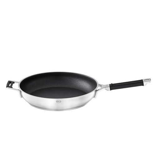 Rösle Bratpfanne Silence Pro, Schwarz, Edelstahl, Metall, 4,4 L, rund, breiter Schüttrand, antihaftbeschichtet, geschmacksneutral, Kochen, Pfannen, Bratpfannen