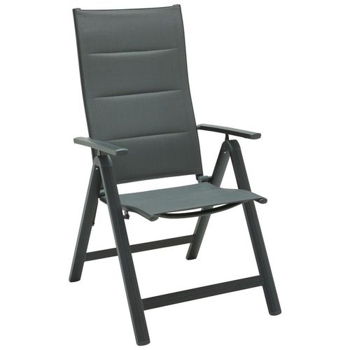 Ambia Garden Gartensessel, Anthrazit, Dunkelgrau, Metall, Textil, Flachrohr, 59x112x68 cm, faltbar, Gartenmöbel, Gartenstühle, Gartenstühle