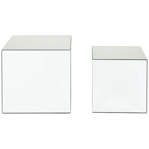 Mid.you Couchtischset , Klar , Glas, Holzwerkstoff , 2-teilig , quadratisch , 50x40x40 cm , Wohnzimmer, Wohnzimmertische, Satztische