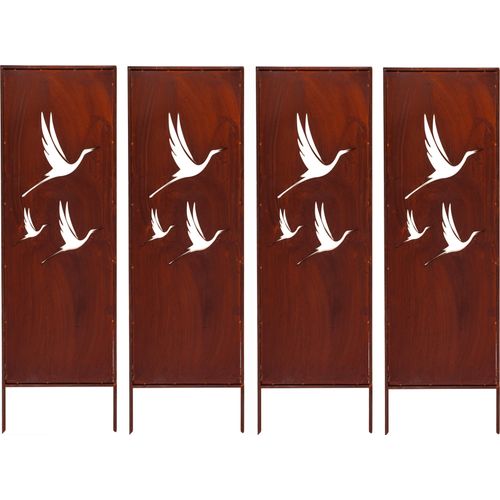 4x Sichtschutz Metall - 160 cm x 50 cm - Edelrost - Rostoptik Sichtschutz für Garten - Sichtschutzelement - Sichtschutzwand - Gartendekoration Zaun ROST