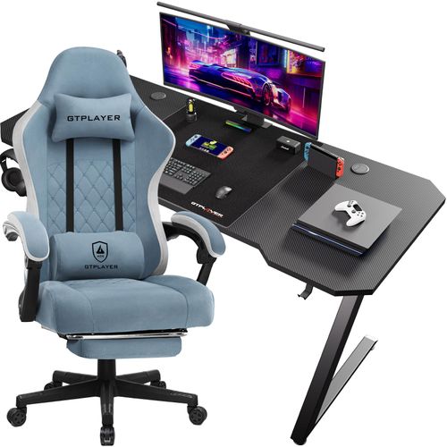 GTPALYER Gamingtisch Gaming Tisch + Gaming Stuhl- Set, Computertisch Stuhl Set für Gaming nur Gaming Tisch und Gaming Stuhl