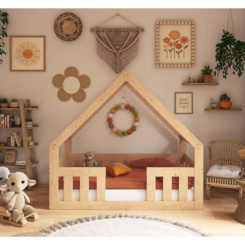 Hausbett bodentief mit hochem Rausfallschutz, 90x180 cm