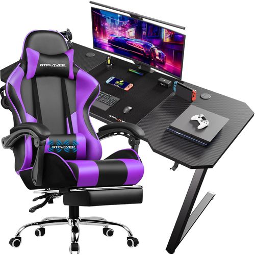GTPALYER Gamingtisch Gaming Tisch + Gaming Stuhl- Set, Computertisch Stuhl Set für Gaming nur Gaming Tisch und Gaming Stuhl
