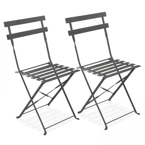 2er-Set Bistroklappstühle Grau - Oviala Rome