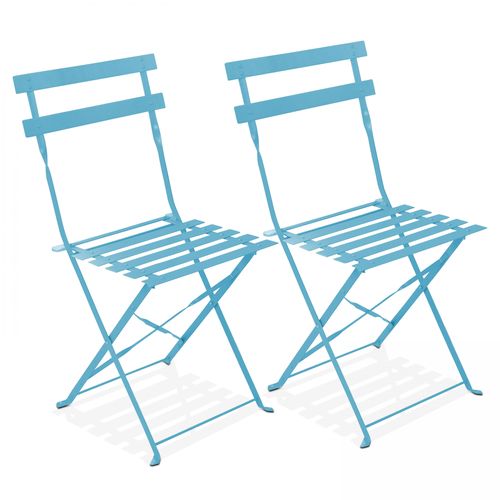 2er-Set Bistroklappstühle Blau - Oviala Rome