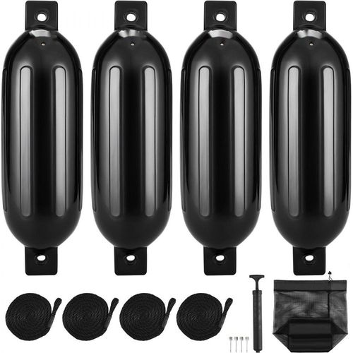 Fender-Set 4 - Aufblasbare Fenders 21,59 x 66,04 cm Bootsfender, Horizontale oder vertikale Montage - Stegfender Langfender mit 4 Nadeln & Seilen & Aufbewahrungstasche - Hitzebeständig, UV-geschützt.