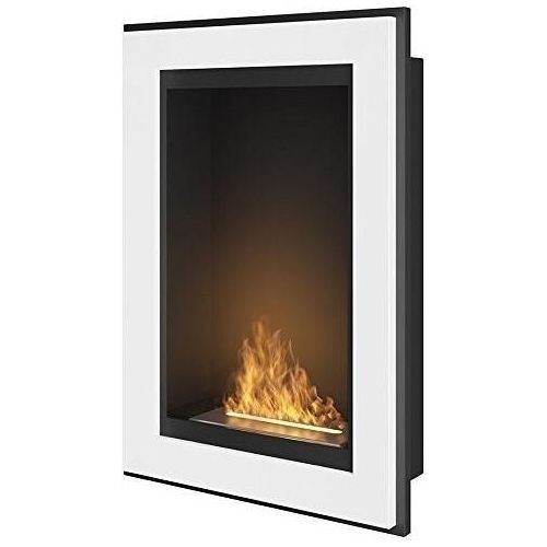 Frame 550 weiß eingebauter Bioethanol-Wandkamin ohne Glas