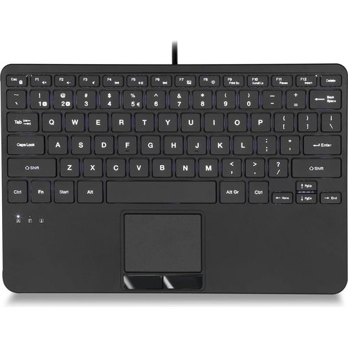 Perixx PERIBOARD-425, US, Mini USB-Tastatur, Touchpad, 2x Hub, schwarz