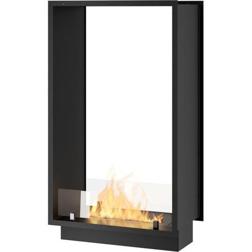 Bioethanol-Kamin 2Side 1000 Slim Vert Einbau mit zwei Fronten - Mattschwarz, mit Glas, 1L Brenner, Modernes Design