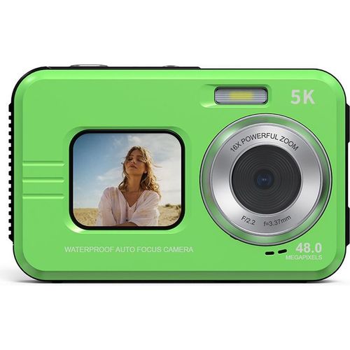 INF 5K Wasserdichte Digitalkamera: Dual-Kamera, Selbstauslöser, 3,5M Wasserdicht Grün