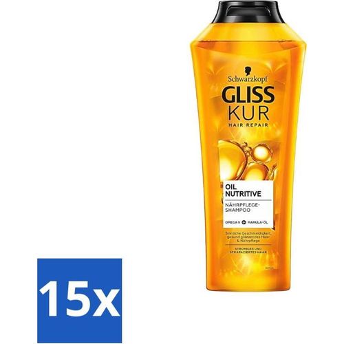 Gliss-Kur - Shampoo - Oil Nutritive - Pflegeshampoo - Für raues & pralles Haar - 400 ml - Vorteilspack - 15 Stücke