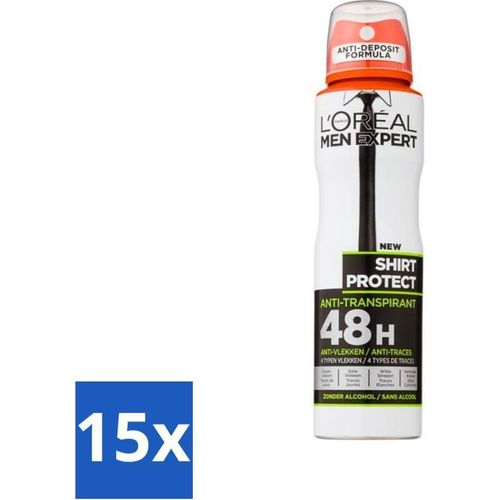 L'Oréal Men Expert Shirt Protect - Deodorant - 150 ml - Deodorant Spray - Vorteilspack - 15 Stücke