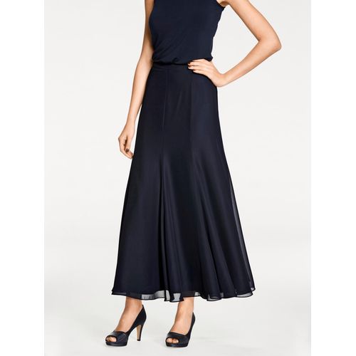 Godetrock HEINE, Damen, Gr. 44, blau (nachtblau), 100% Polyester, unifarben, lang, Röcke Godetrock