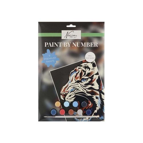 Nassau Paint by Number Tiger - incl. 9 Paint Pots and Brush