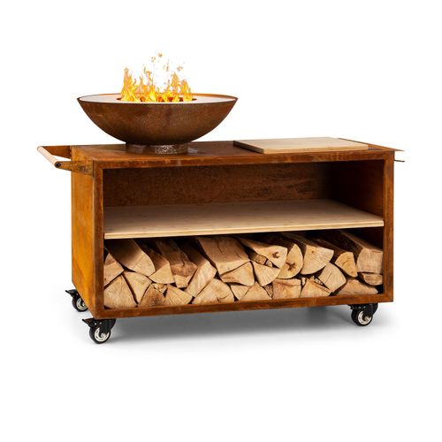 Blumfeldt Feuerschale, Tragbare Feuerschalen für den Garten, Outdoor Feuerstelle, Feuerschalen mit Grillrost, Feuerschale Groß, Gartenfeuerschale für Balkon & Terrasse, 128 x 90 x 59 cm