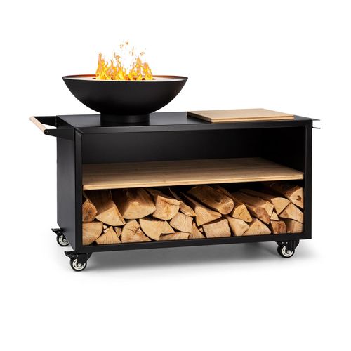 Blumfeldt Feuerschale, Tragbare Feuerschalen für den Garten, Outdoor Feuerstelle, Feuerschalen mit Grillrost, Feuerschale Groß, Gartenfeuerschale für Balkon & Terrasse, 128 x 90 x 59 cm