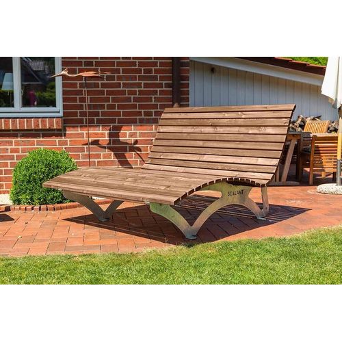 Waldsofa Classic mit Auflage und Kissen, Thermokiefer, Wellenliege