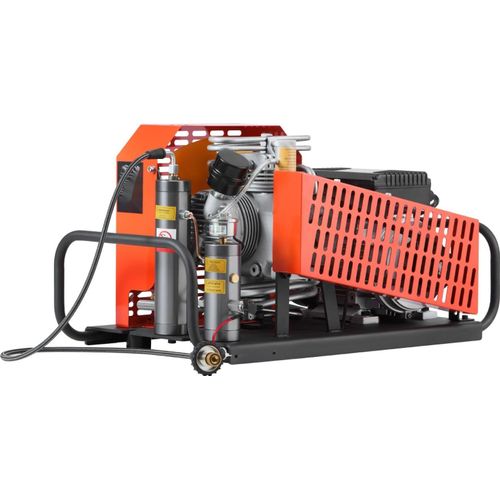 PCP-Luftkompressor - 4-Zylinder Hochdruck-Atemluftkompressor - 30 MPa (300 bar) - 60 L/min - Lüfterkühlsystem - Für Tauchflaschen, Paintball & PCP-Luftgewehre