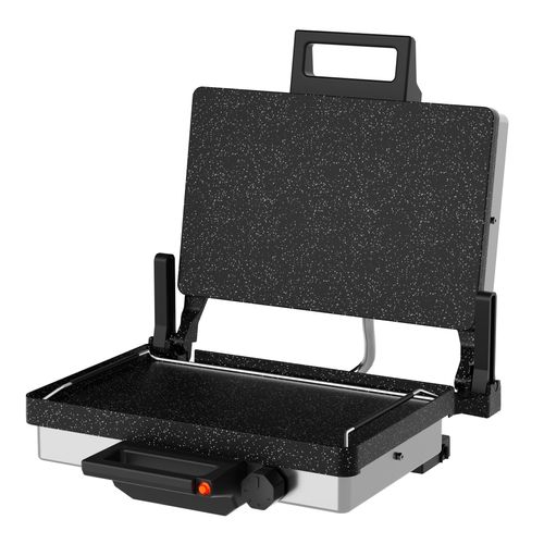 Roland Germany Multigrill Granit, 2000W Elektro-Kontaktgrill, Schwarz, 340x220mm Grillplatten, 5-Stufen Temperaturregelung, für Lahmacun, Fleisch, Toa