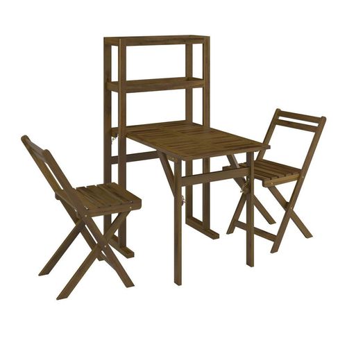 Ambia Garden Balkonset , Akazie , Holz , Akazie , teilmassiv , X-Form , Tisch klappbar, Stuhl klappbar , Balkonmöbel, Balkonmöbel-Sets