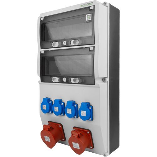 Baustromverteiler 16A 32A CEE 4x230V typ E Stromverteiler mit 36 Module Revisionsfenster Doktorvolt