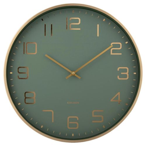 Karlsson Wanduhr Elegance , Hellgrün, Gold , Metall , 40x40x4.2 cm , Dekoration, Uhren, Wanduhren
