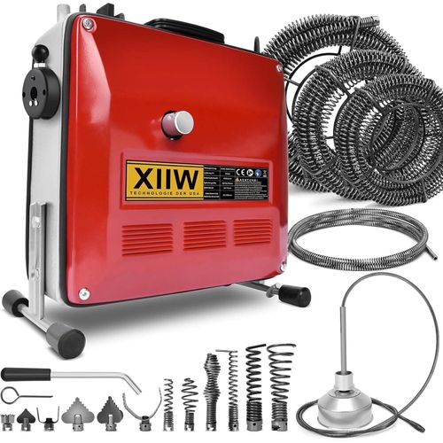 Rohrreinigungsmaschine 850W mit 22m Ø16mm,14m Ø22mm, 5m Ø10mm Spirale für Ø20-200mm, Rohrreinigungsgerät 450U/M Elektrische Reinigung Abflussreiniger